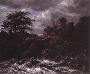 Jacob van Ruisdael Waterfall by Church oil painting picture wholesale